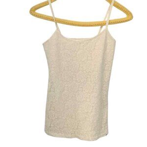 Cream Lace Fitted Cami Tank Top